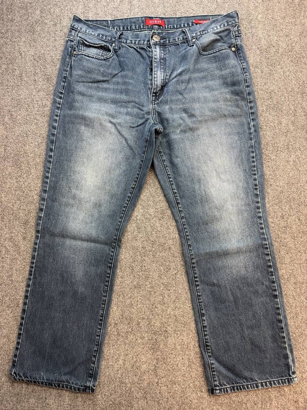 GUESS Los Angeles Men's Jeans 38x30 Regular Straight Crescent Fit Blue Denim